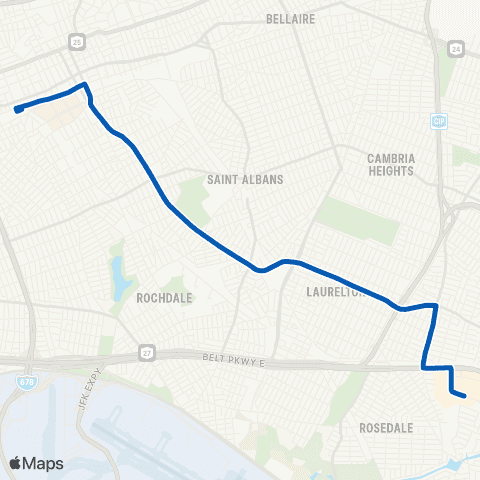 MTA Queens Laurelton - Jamaica map