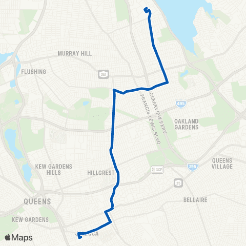 MTA Queens Bayside - Jamaica map