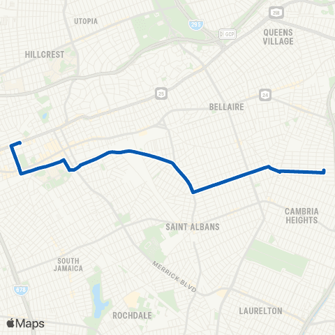 MTA Queens Cambria Heights - Jamaica map