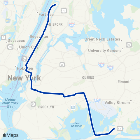 NYC Subway 8 Avenue Express map