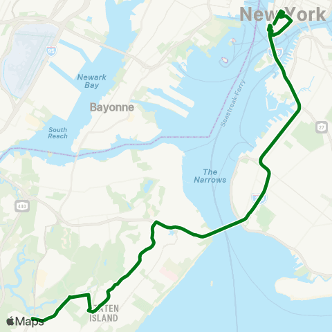 MTA Express Eltingville - Lower Manhattan Express map