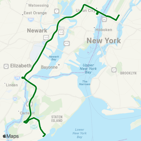 MTA Express Eltingville - Midtown Manhattan Express map