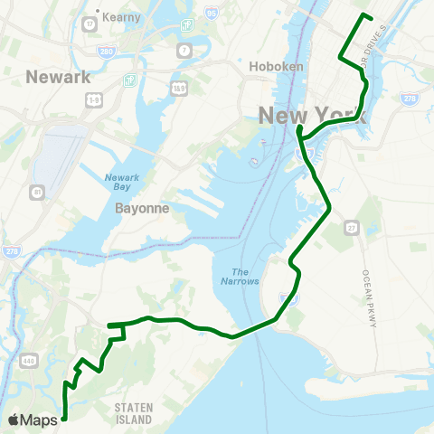 MTA Express Eltingville - Midtown Manhattan Express map
