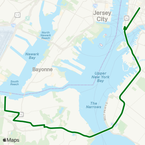 MTA Express Mariners Harbor - Lower Manhattan Exp map