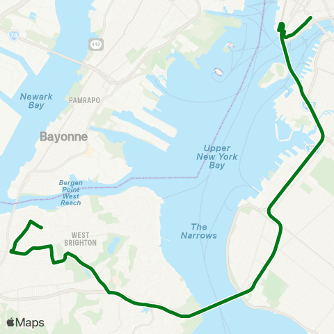 MTA Express Port Richmond - Lower Manhattan Express map