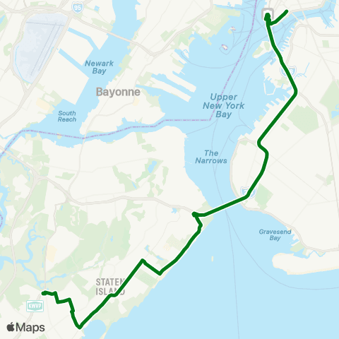MTA Express Eltingville - Lower Manhattan Express map