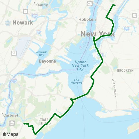 MTA Express Eltingville - Midtown Manhattan Express map