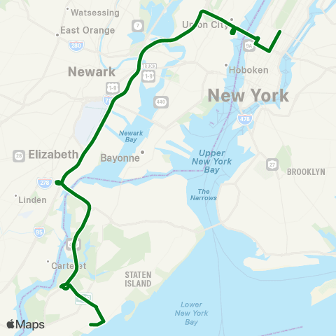 MTA Express Annadale - Midtown Manhattan Express map