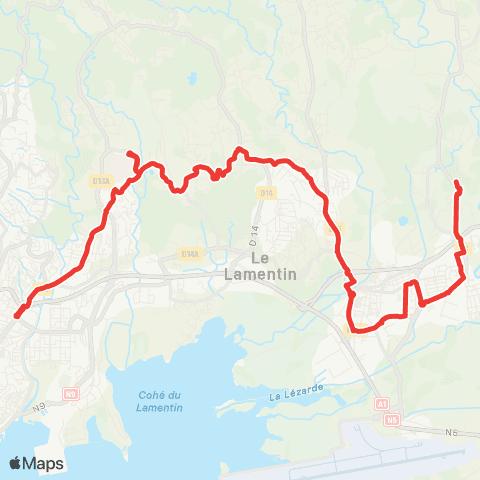 Martinique Transport - Zone Centre Mangot Vulcin Kerlys map