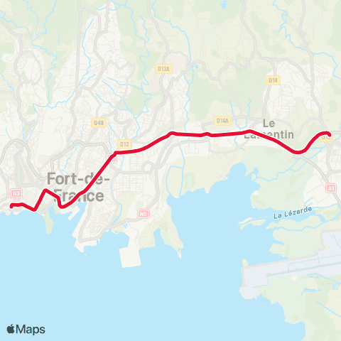 Martinique Transport - Zone Centre Mahault - Almadies BKL map