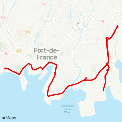 Martinique Transport - Zone Centre Étang Z'Abricot Pointe Simon map