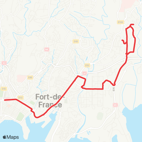 Martinique Transport - Zone Centre Chateauboeuf - Gare Clémenceau map