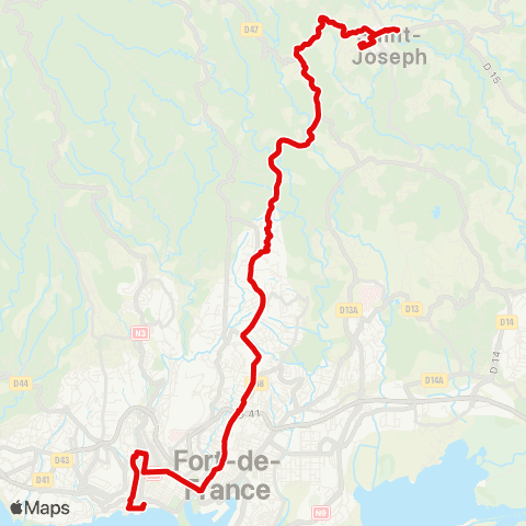 Martinique Transport - Zone Centre Pointe Simon St Joseph map