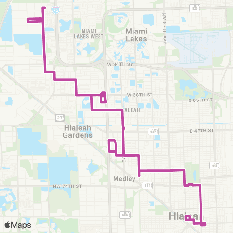 Hialeah Bus City of Hialeah Transit (Flamingo) map