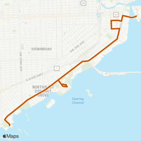 Miami Trolley City of Miami - Brickell Route map