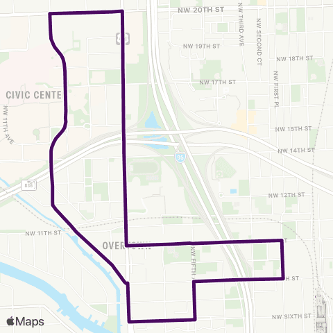 Miami Trolley City of Miami - Overtown Route map