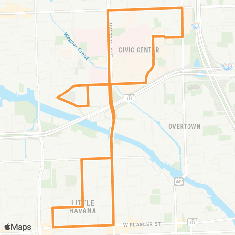 Miami Trolley City of Miami - Stadium Route map