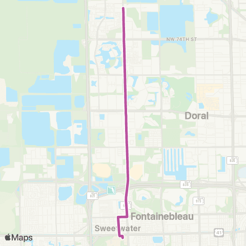 Miami Trolley City of Doral Trolley (FIU Rt.) map