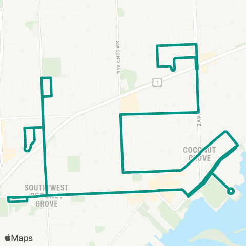 Miami Trolley City of Miami - Coconut Grove Route map