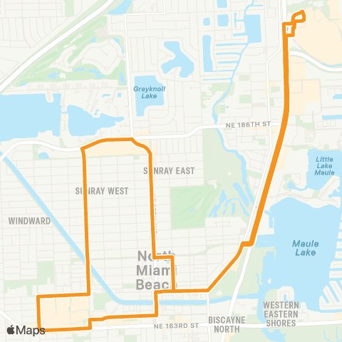 Miami Trolley City of North Miami Beach Gold Rt. map