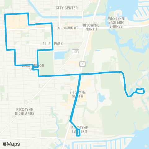 Miami Trolley City of North Miami Beach Blue Rt map