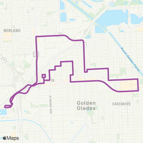 Miami Trolley City of North Miami Beach Purple Rt map