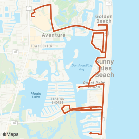 Miami Trolley City of Sunny Isles Beach Orange Rt map