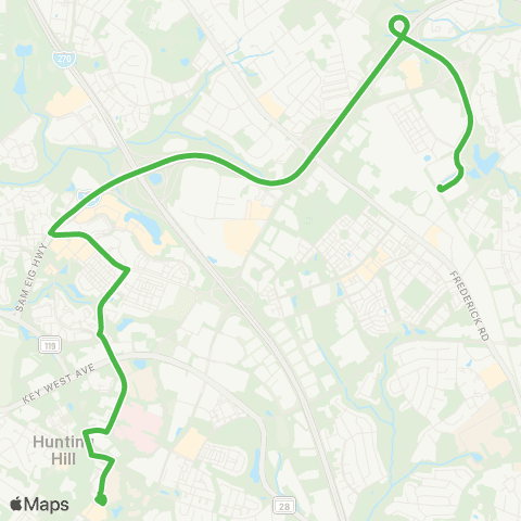 Ride On Shady Grove-Traville Transit map