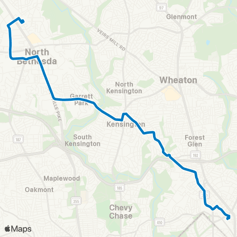 Ride On Silver Spring-Twinbrook Station map