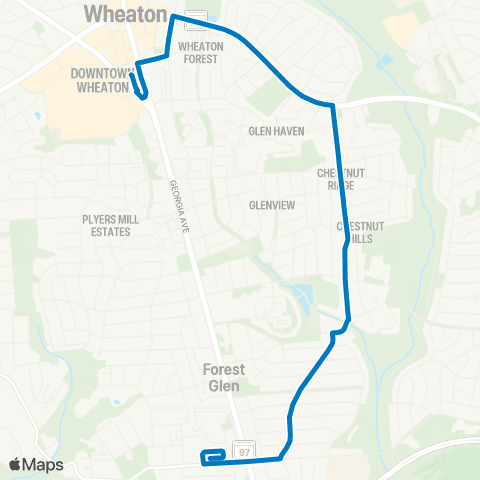 Ride On Wheaton-Forest Glen map