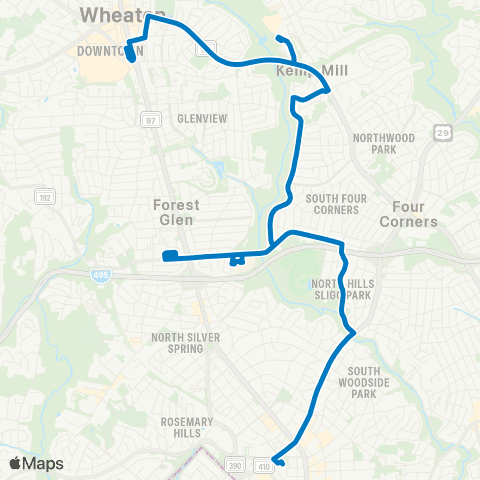 Ride On Silver Spring-Wheaton map