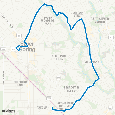 Ride On Silver Spring-Takoma map