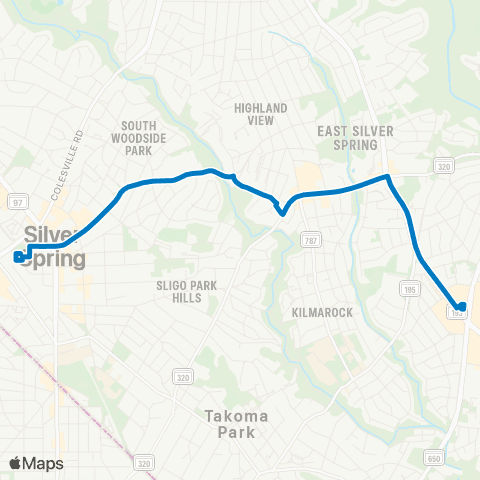 Ride On Silver Spring-Takoma Langley map