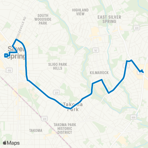 Ride On Silver Spring-Takoma Langley map
