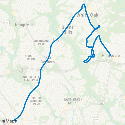 Ride On Silver Spring-Hillandale map
