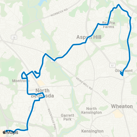 Ride On Montgomery Mall-Glenmont map