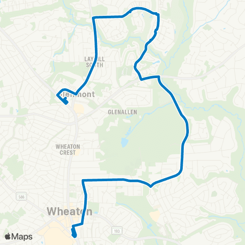 Ride On Wheaton-Glenmont map