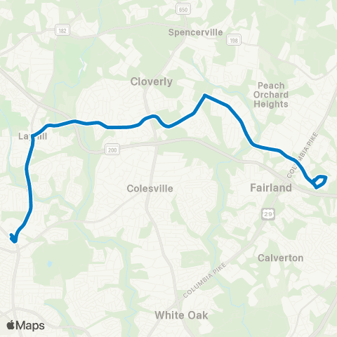 Ride On Glenmont-Briggs Chaney P&R map