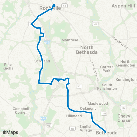 Ride On Rockville-Mont. Mall-Bethesda map