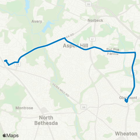 Ride On Rockville-Glenmont map