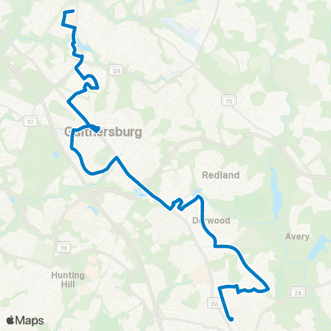 Ride On Rockville-Montgomery Village map