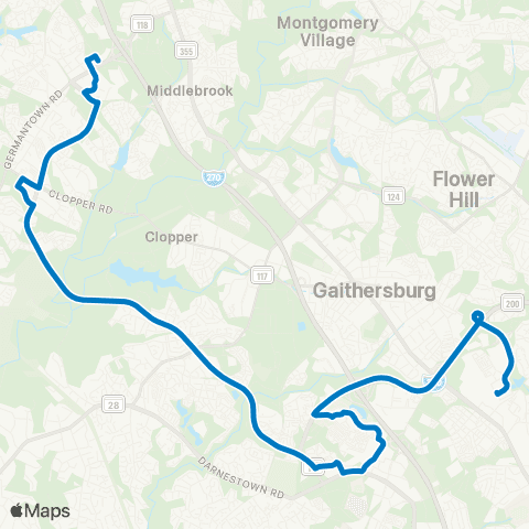 Ride On Shady Grove-Germantown Transit map