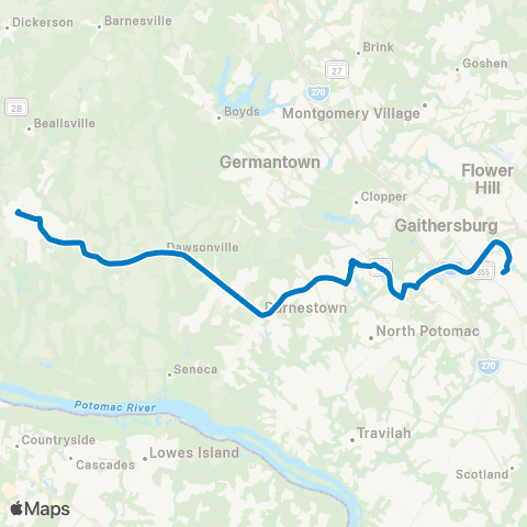 Ride On Shady Grove-Poolesville map