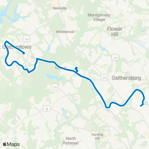 Ride On Shady Grove-Kingsview P & R map