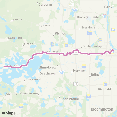 Metro Transit Ltd Stop-Mound-Wayzata-Ridgedale-Mpls map