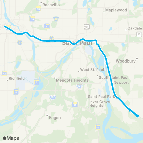 Metro Transit Express-Cottage Grove-St Paul-Mpls map
