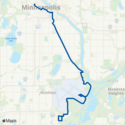 Metro Transit Blue Line Bus map