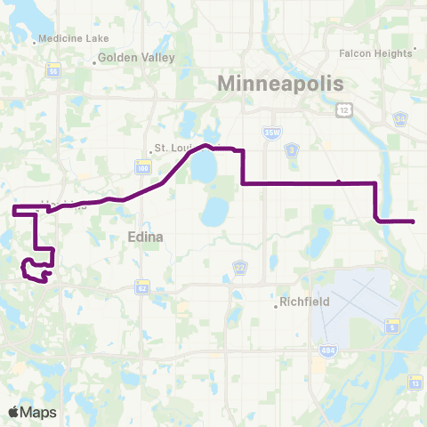Metro Transit 38th St-Highland Village-Uptown-Hopkins-Opus map