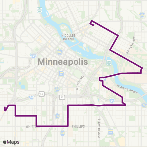 Metro Transit Franklin Av-Riverside Av-U of M-8th St SE map