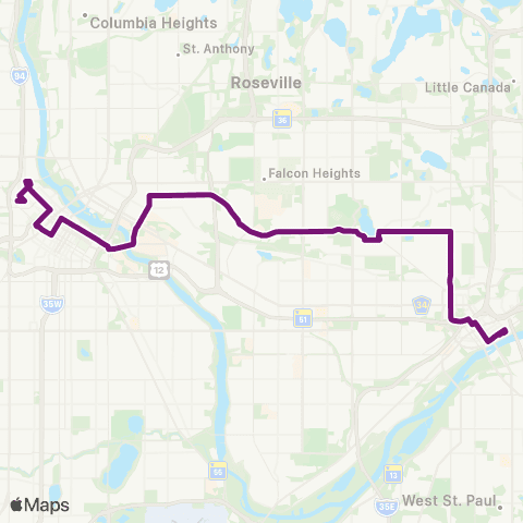 Metro Transit U of M-Como Av-Energy Pk Dr-Maryland Av map